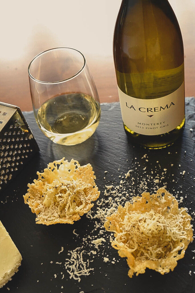 Parmesan cups with La Crema Chardonnay