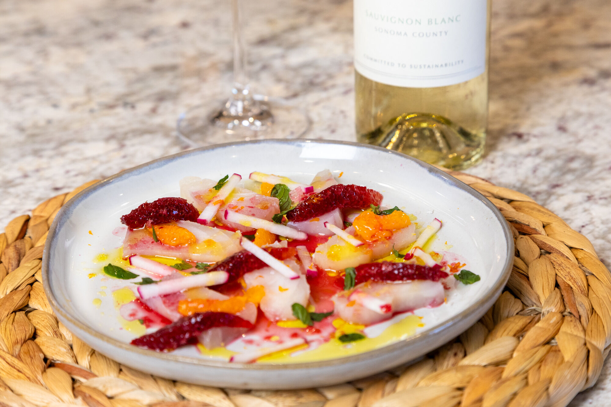 Crudo with wine