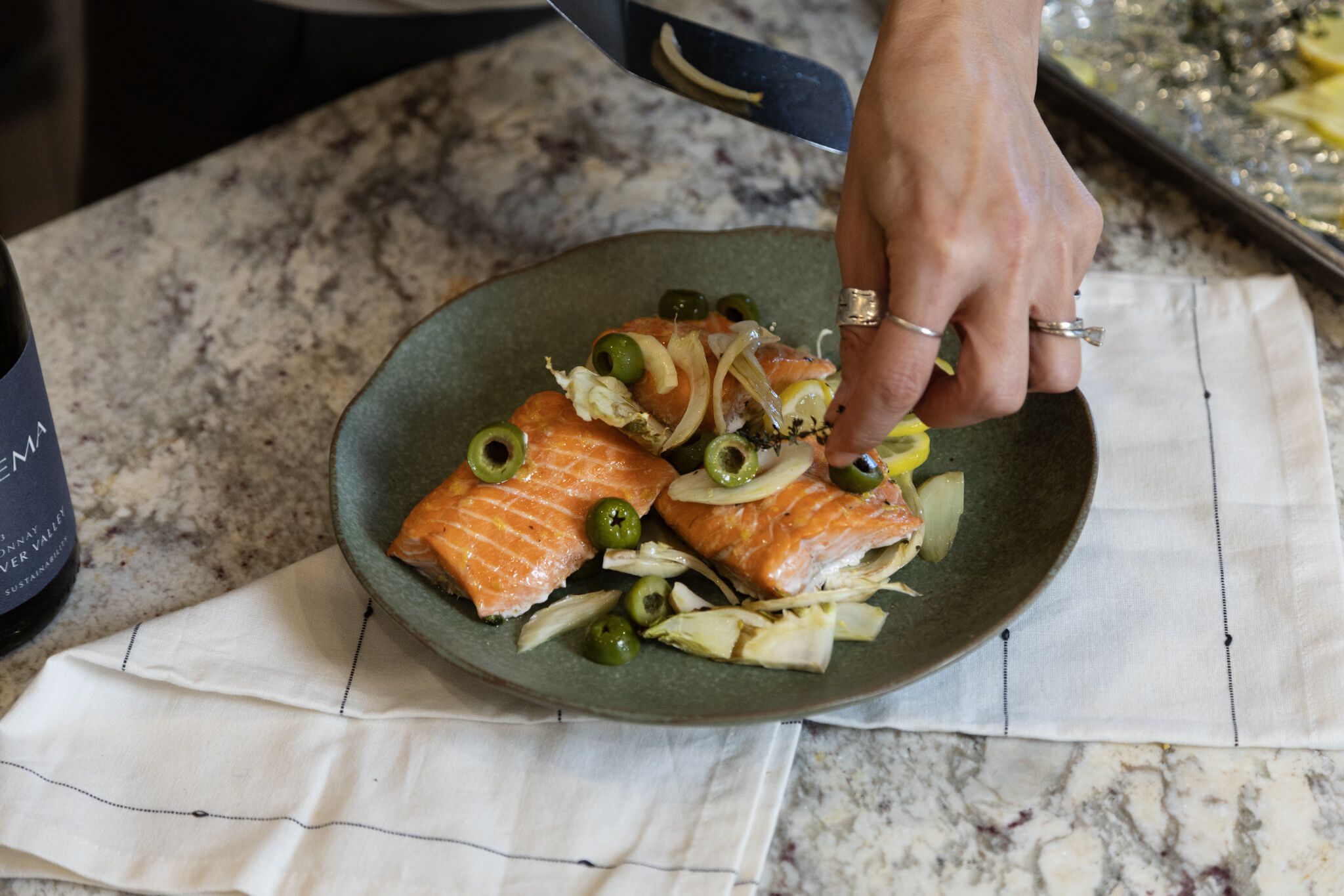 Salmon plated