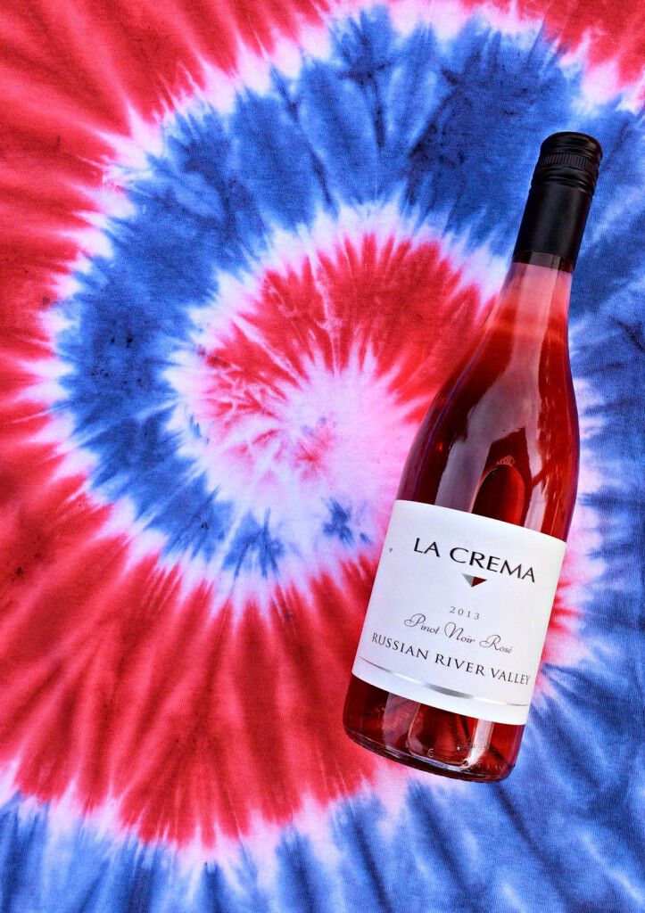 Rosé wine and tie dye shirt