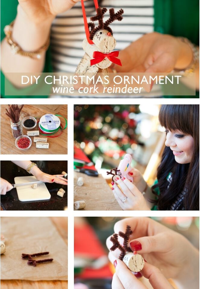 DIY Christmas Ornament wine cork reindeer