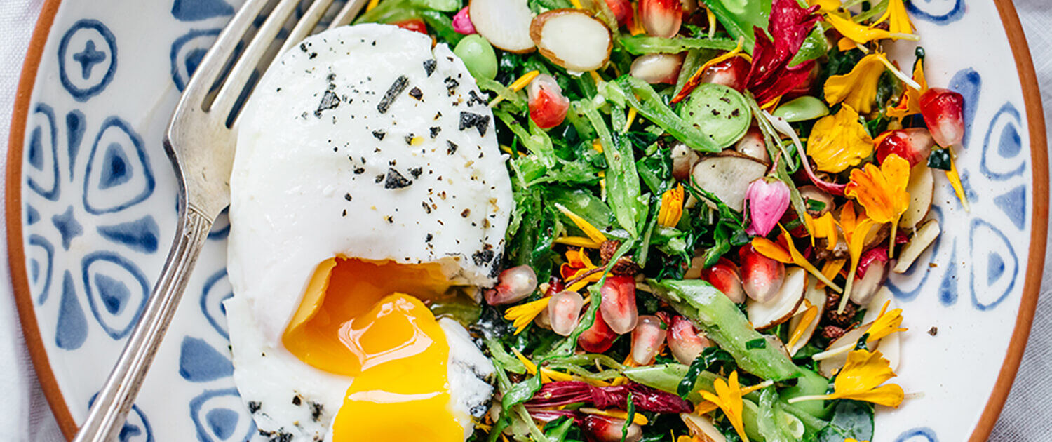 The Fresh Prince of Brunch: Spring Greens, Edible Flowers, and Poached Eggs.