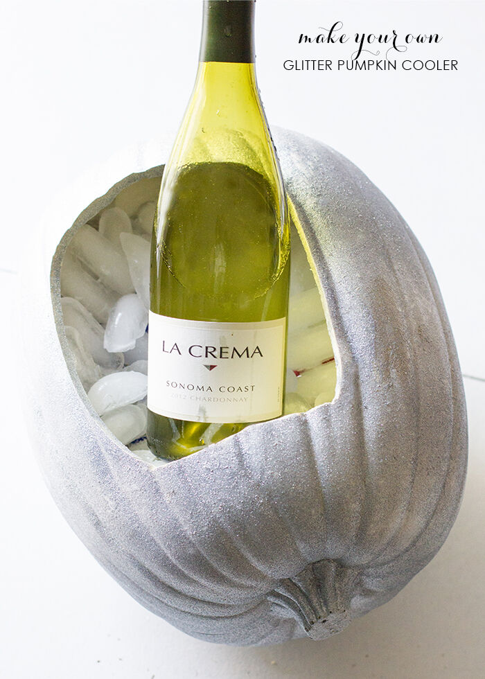 Glitter pumpkin cooler with La Crema Chardonnay