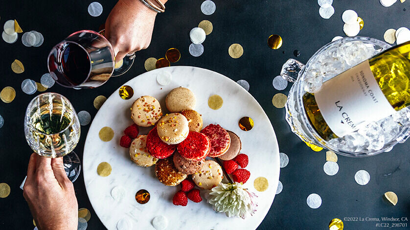 Holiday baked items with wine