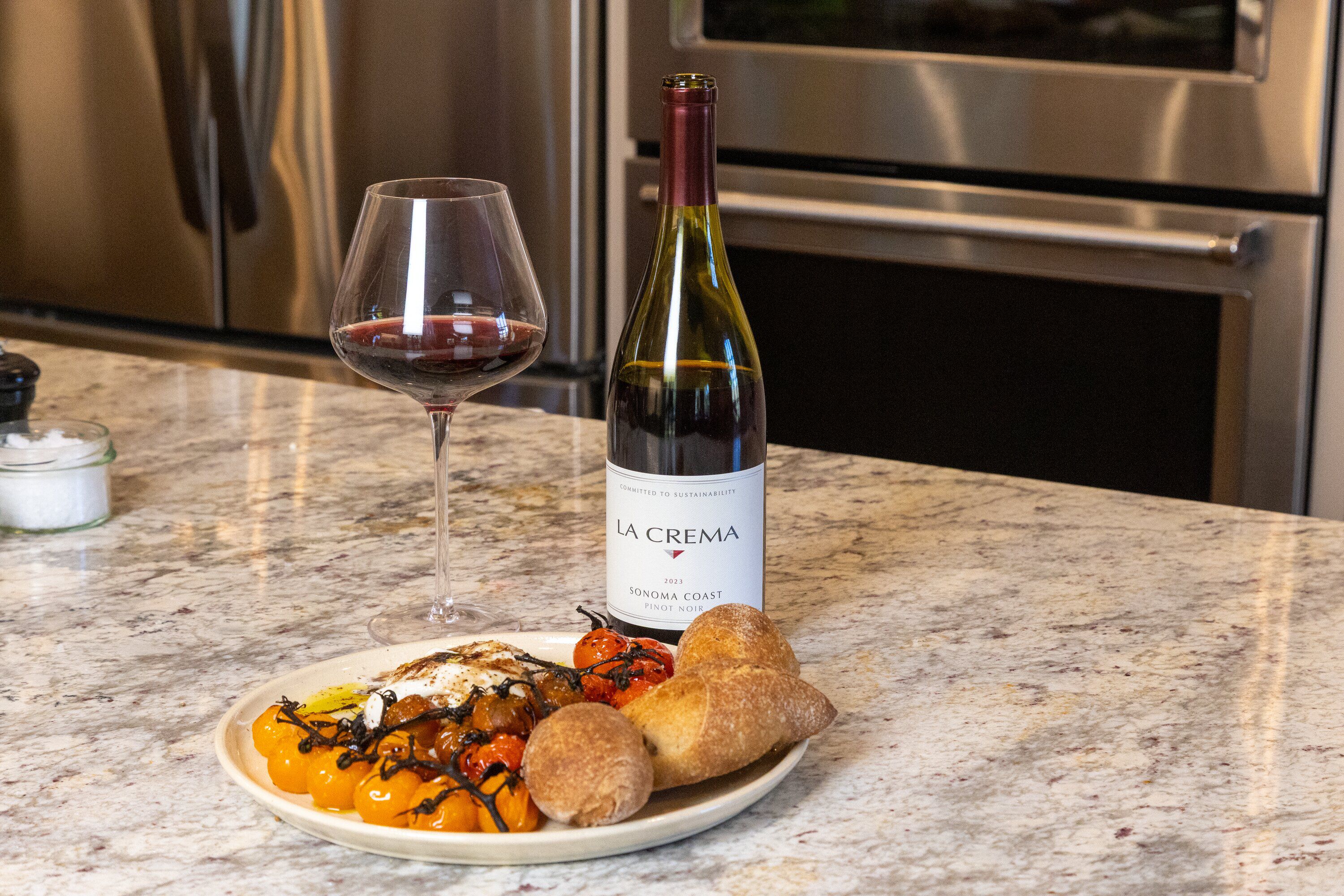 La Crema Pinot Noir with Burrata