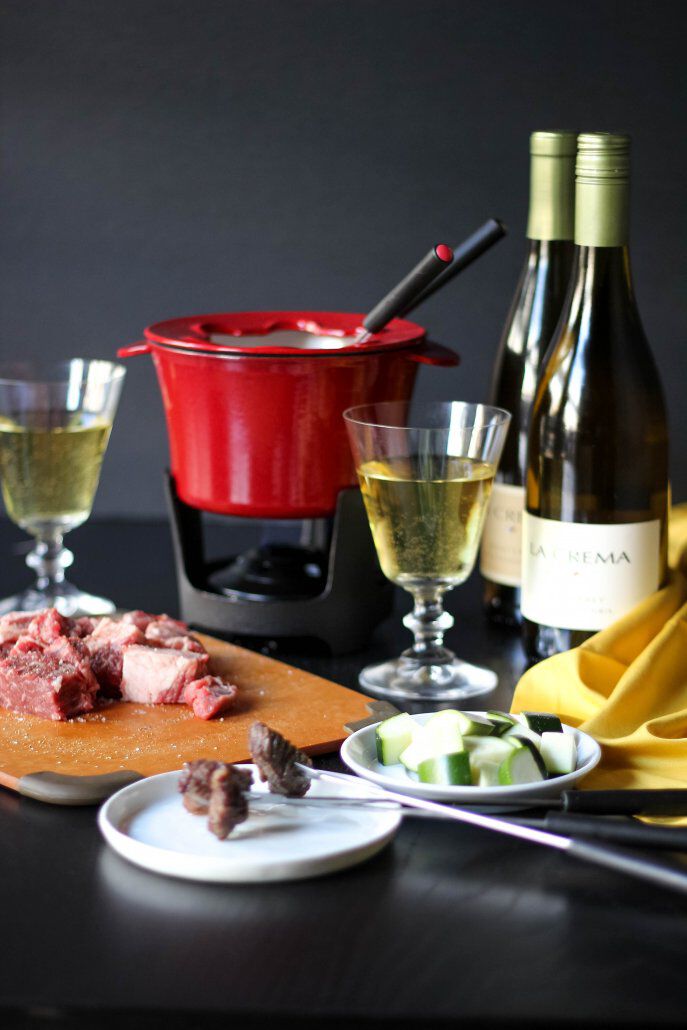 Fondue with La Crema wine