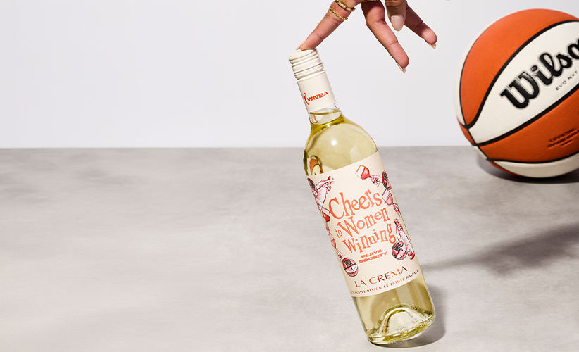 La Crema wine on a basketball court
