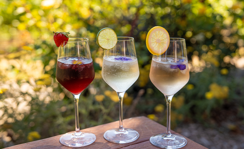 Three glasses of wine spritz for the Fourth of July Weekend