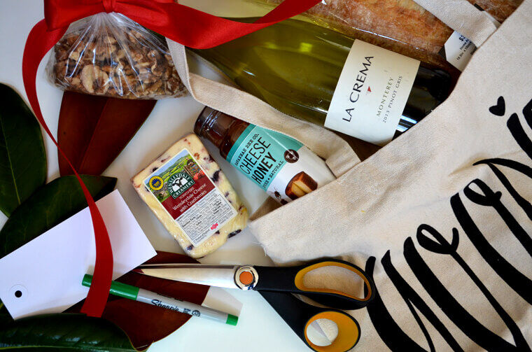 Holiday gift supplies with a tote bag