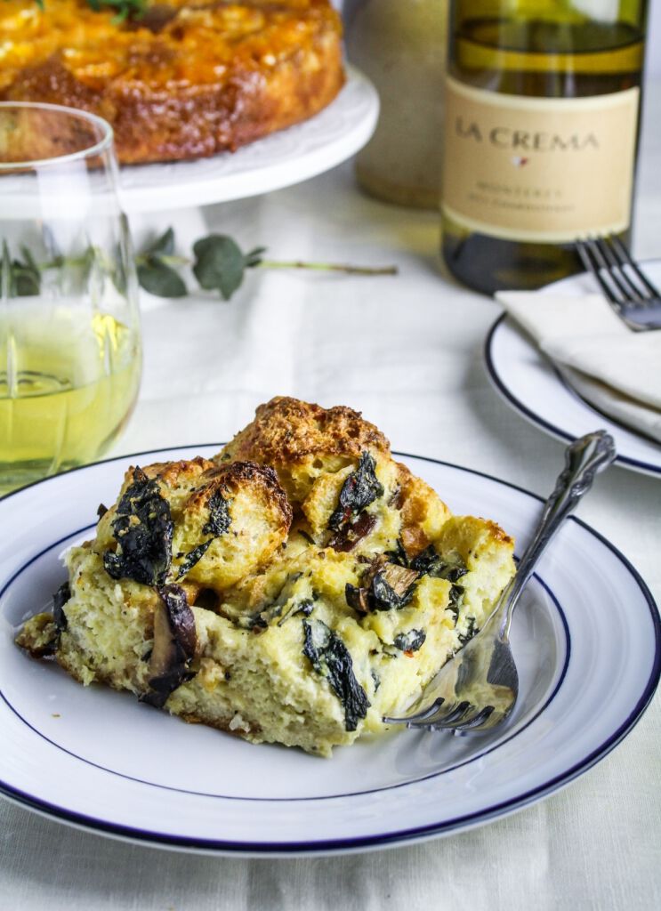 Strata with wine on a plate