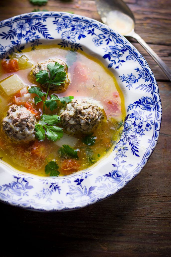 Albondigas soup in a bowl