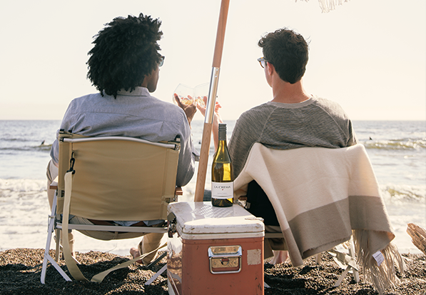 Drinking wine on the Sonoma Coast