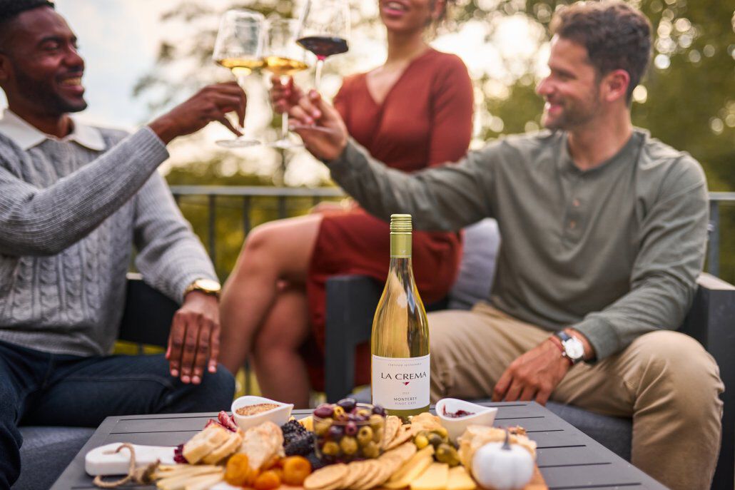 Wine with charcuterie and snacks