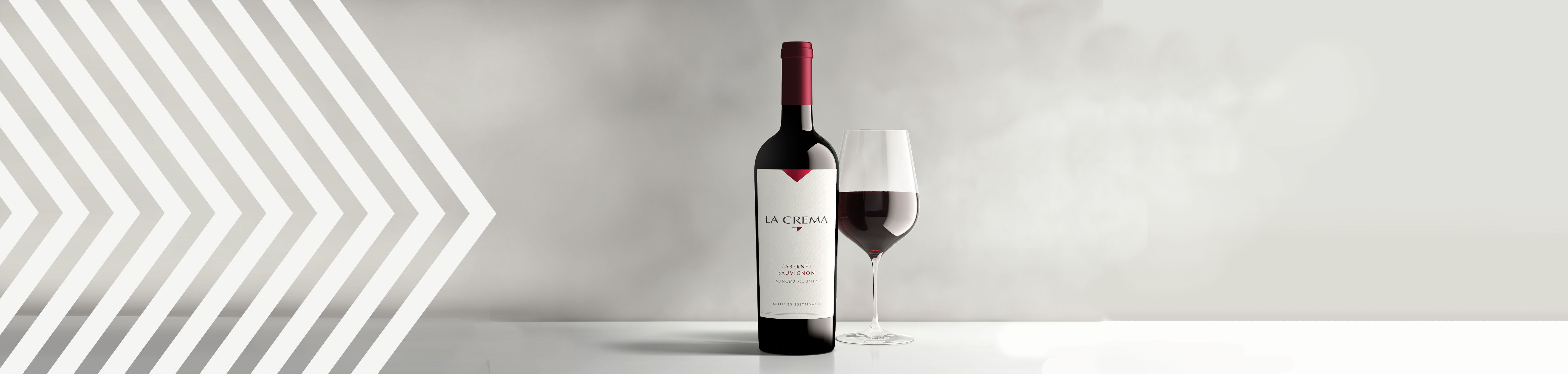 a bottle and glass of La Crema Cabernet Sauvignon