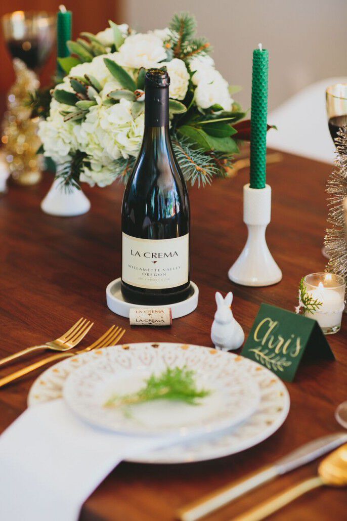 La Crema wine at a holiday table