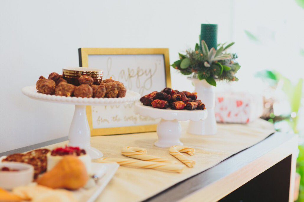 Holiday food on platters