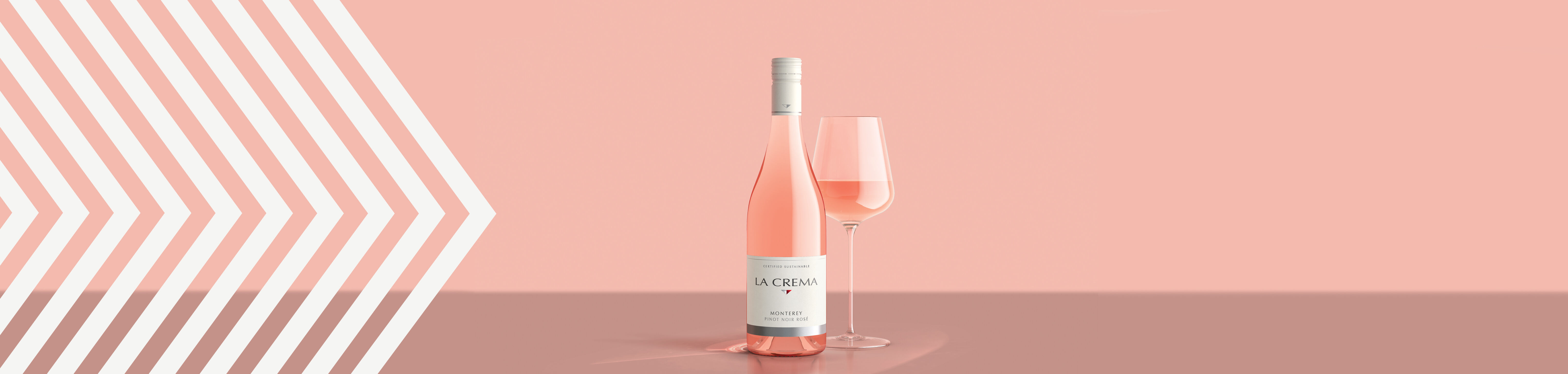La Crema wine bottles and glasses