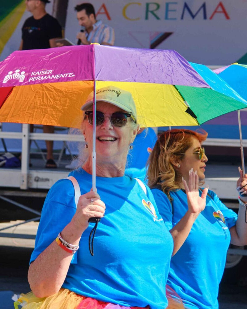 La Crema pride event with umbrellas La Crema pride event with umbrellas