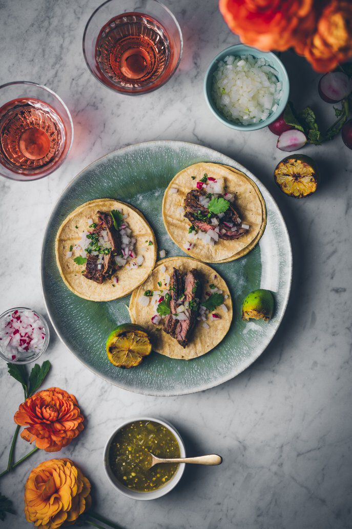 Tacos with wine