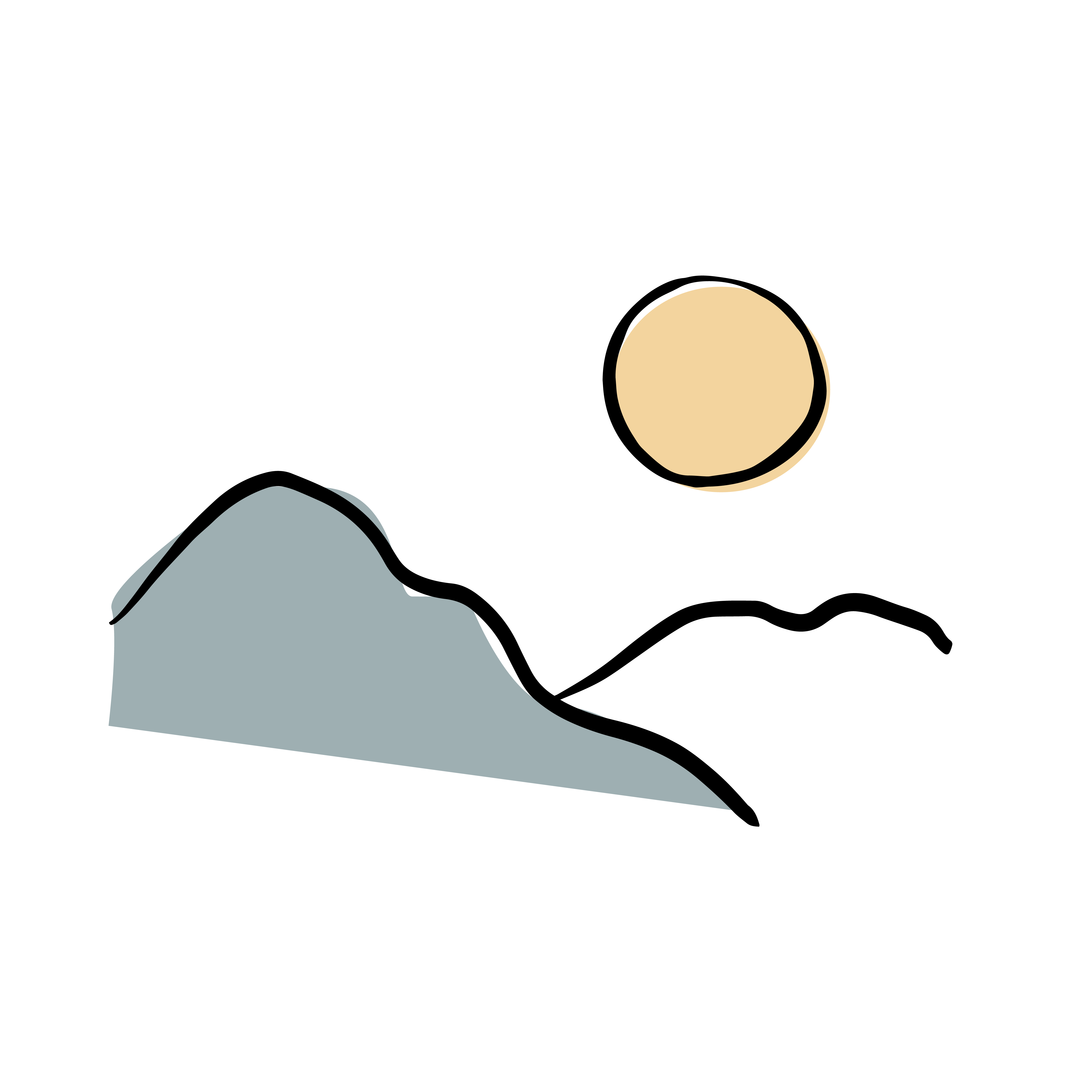 Illustration of sun rising over mountains