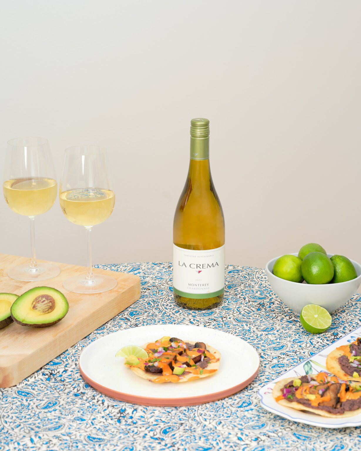 La Crema Pinot Gris with a Portobello Mushroom Tostada