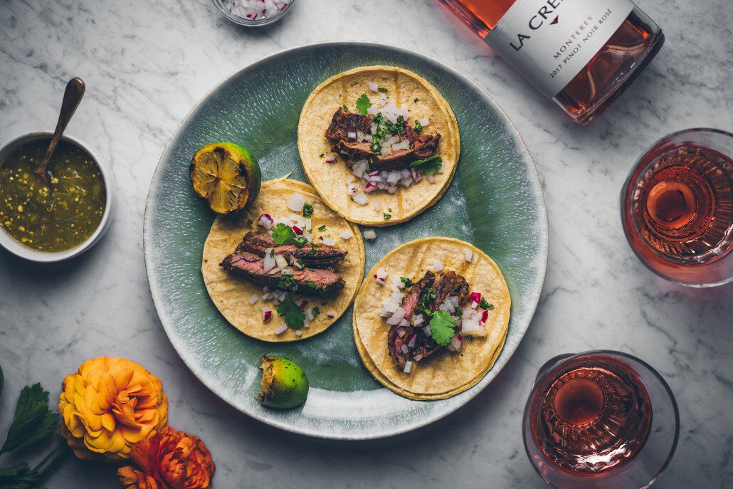 Tacos with Rosé wine Tacos with Rosé wine