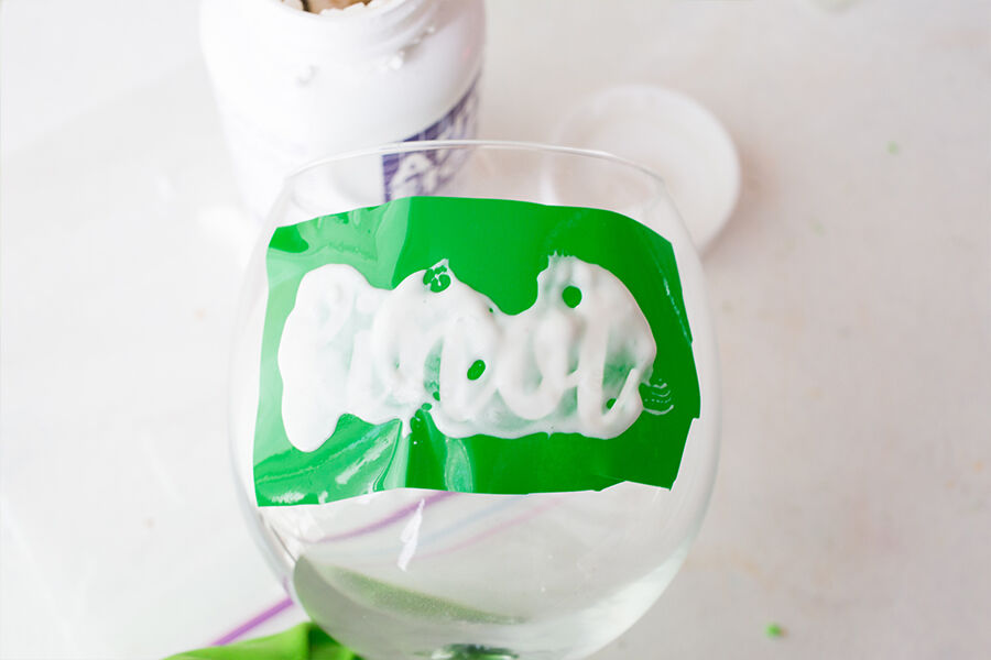 Etching a wine glass