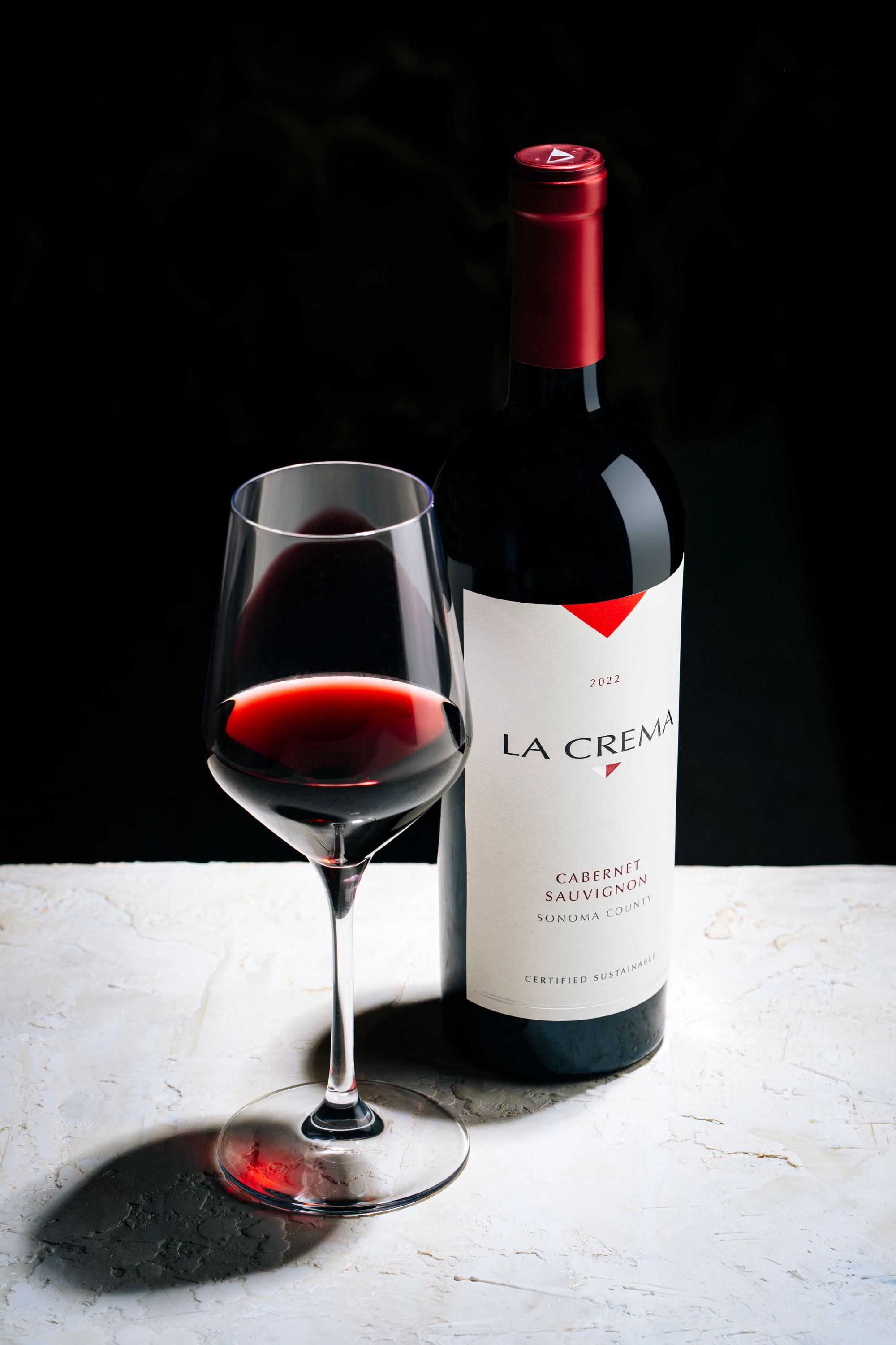 La Crema Cabernet Sauvignon with a glass
