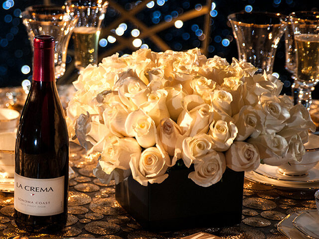 Florals with a bottle of La Crema Pinot Noir