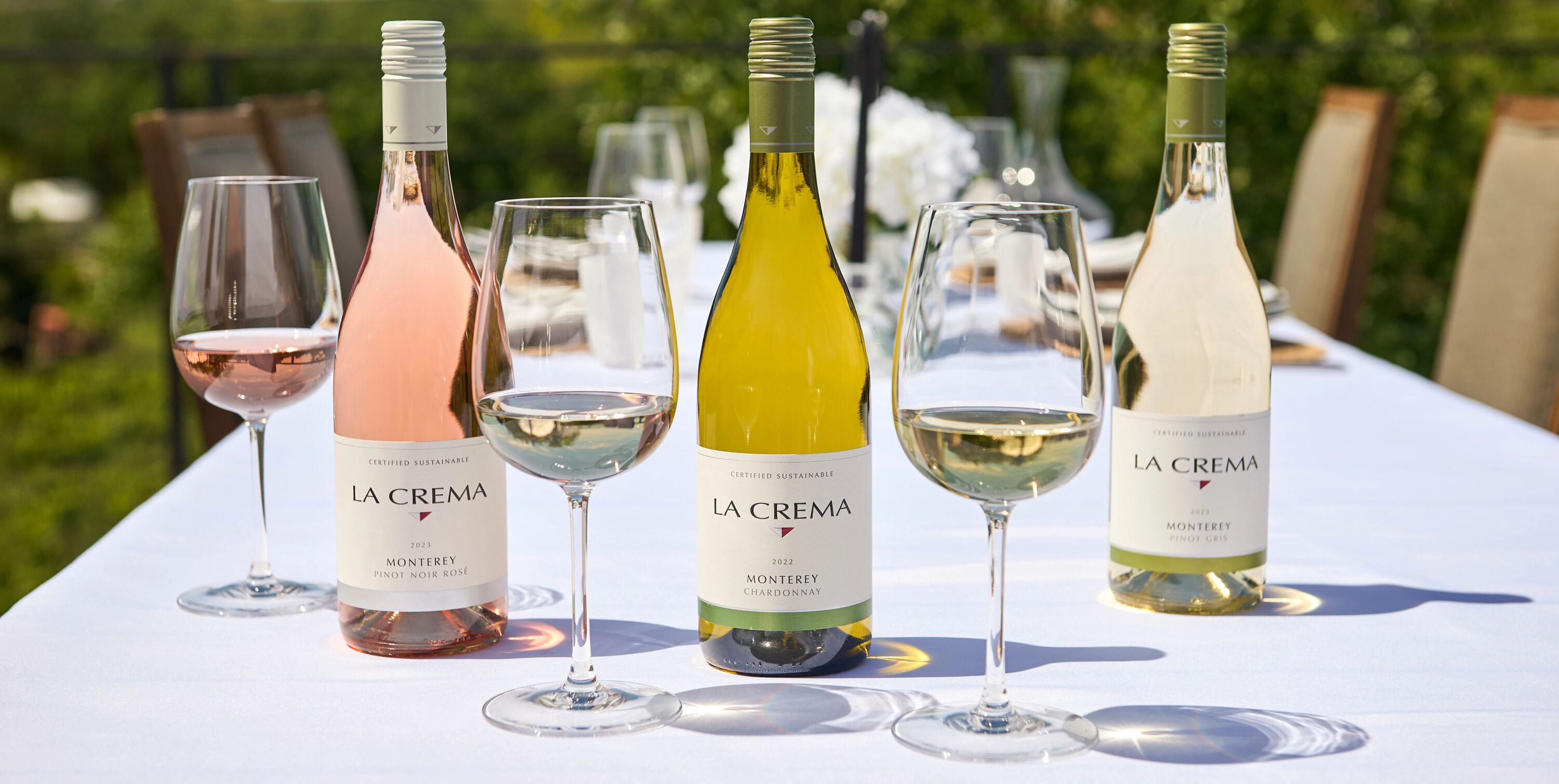 A table with a selection of La Crema wines