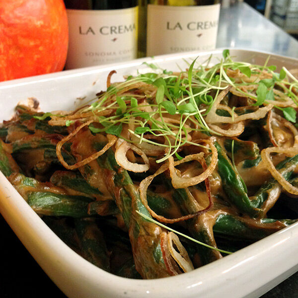 Green bean casserole in a dish