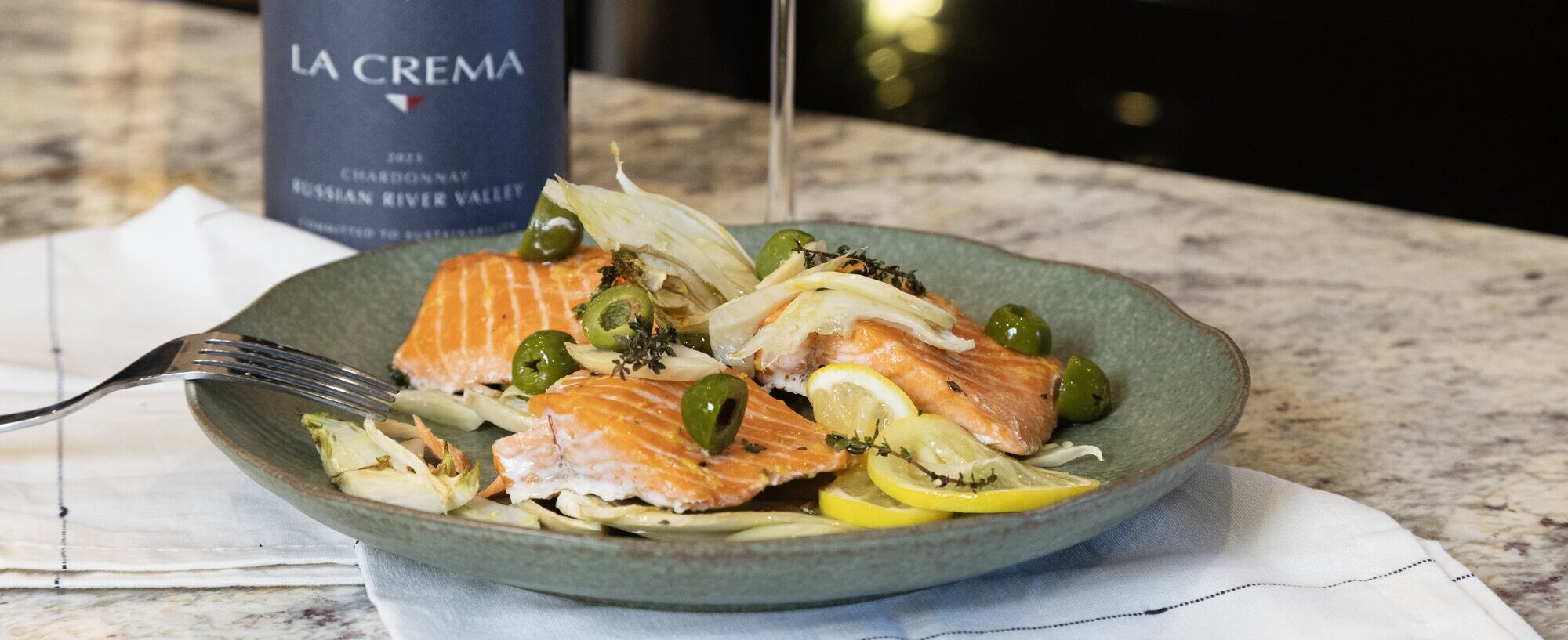 Salmon with La Crema Chardonnay wine