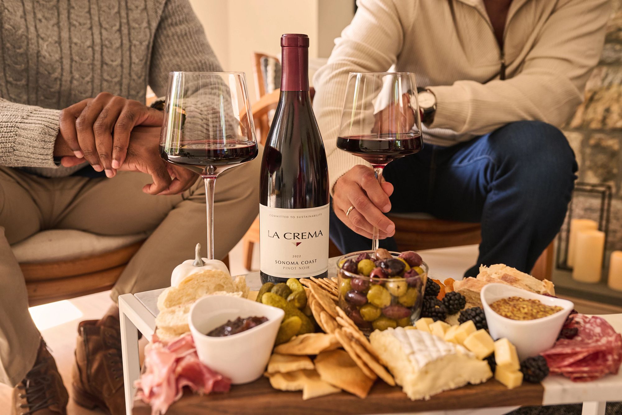 Charcuterie board with La Crema wine Charcuterie board with La Crema wine