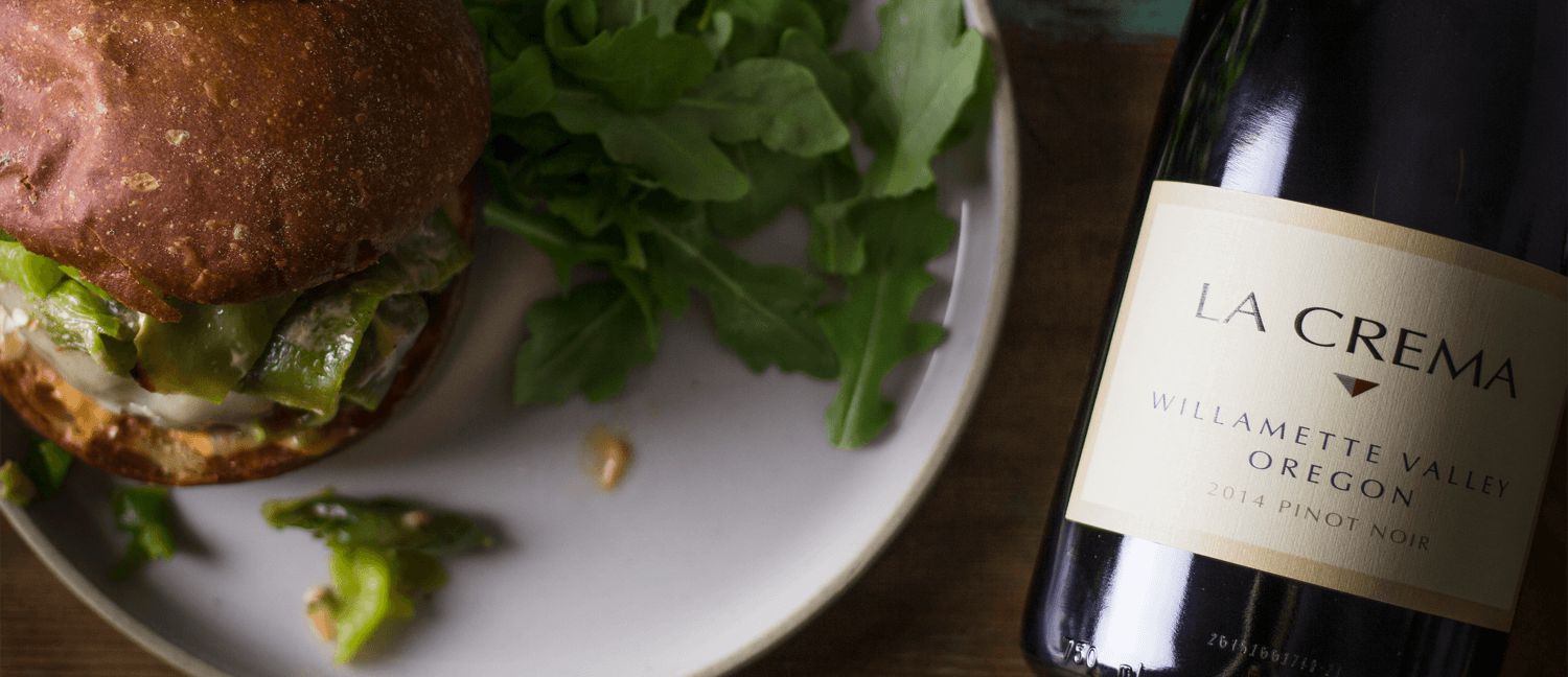 Hatch chile burger with La Crema Pinot Noir