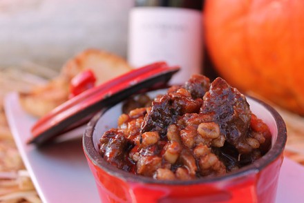 Pearl Barley and Beef Stew with Gruyere Croutons
