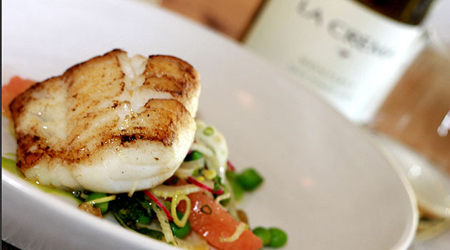 Pan Seared Halibut with Sweet Peas & Grapefruit