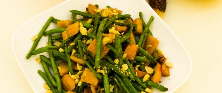 Charred Green Beans, Smoked Bacon, Persimmons hero image