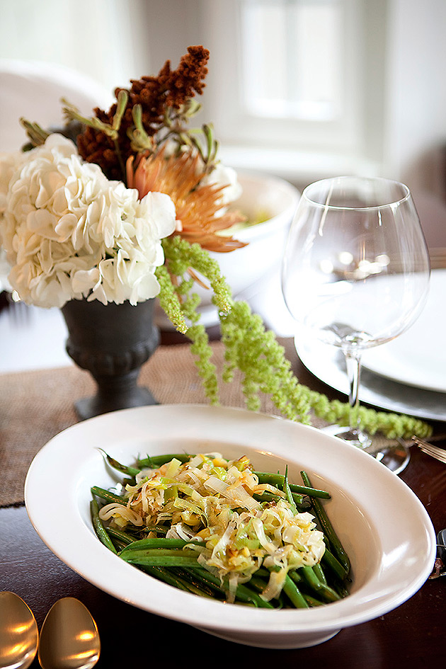 French Green Beans with Carmelized Leeks