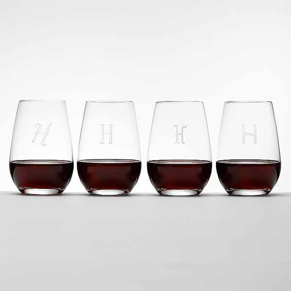 monogramed wine glasses from Schott Zwiesel.