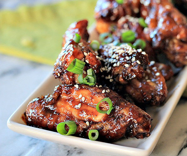 Baked Asian Chicken Wings with Raspberry Hoisin Glaze