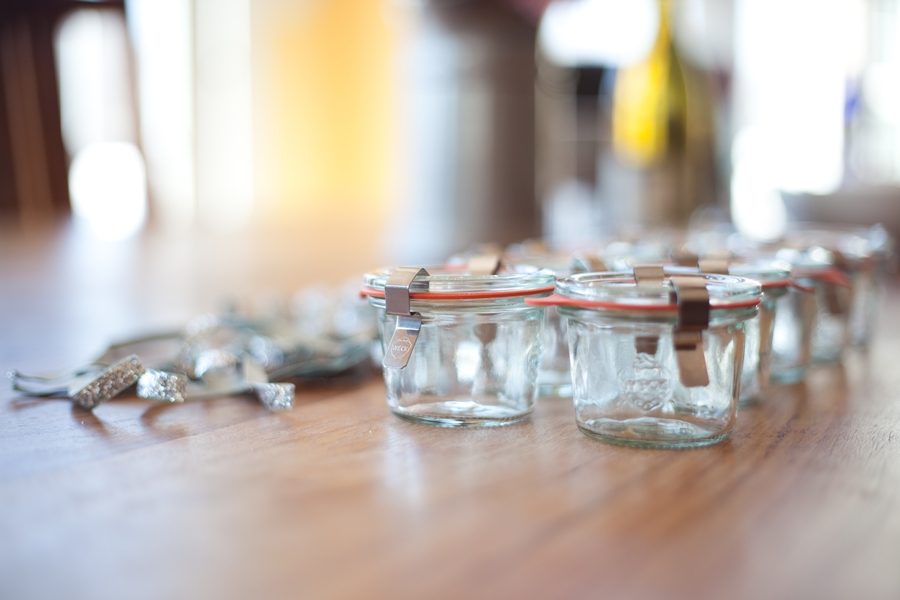 For containers, I used these 2.7 oz. canning jars.