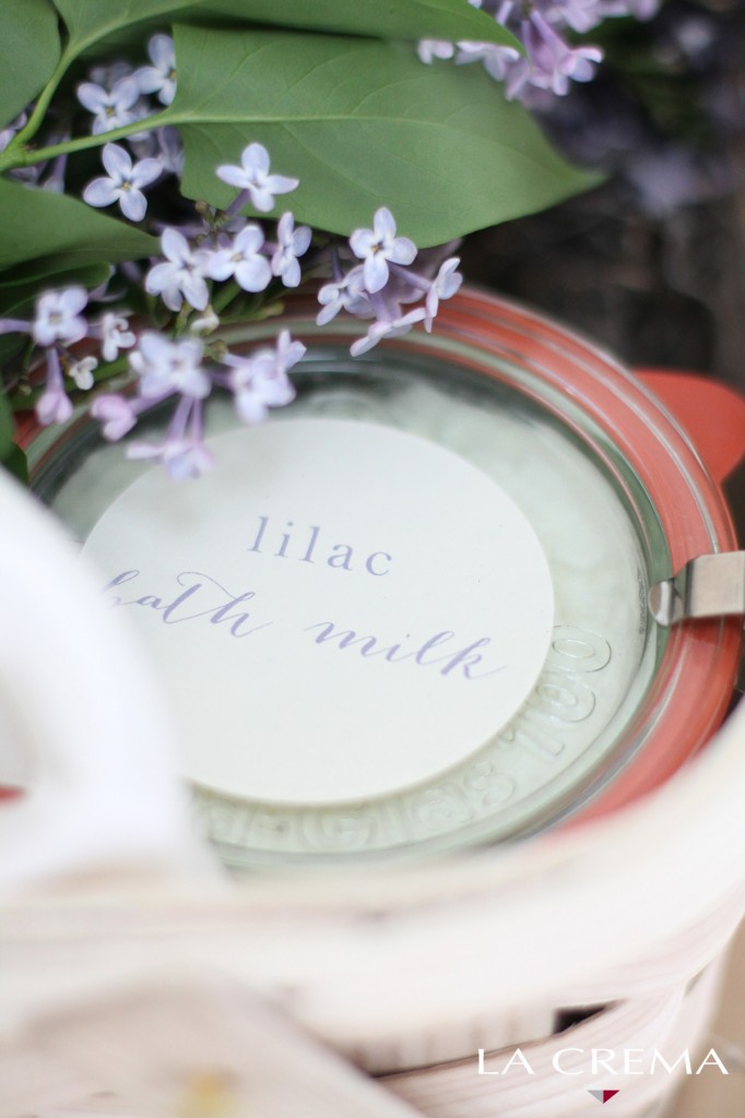 Bath milk in a Mother's Day gift basket.