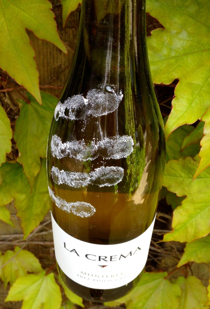 Pinot gris with flour on the bottle.