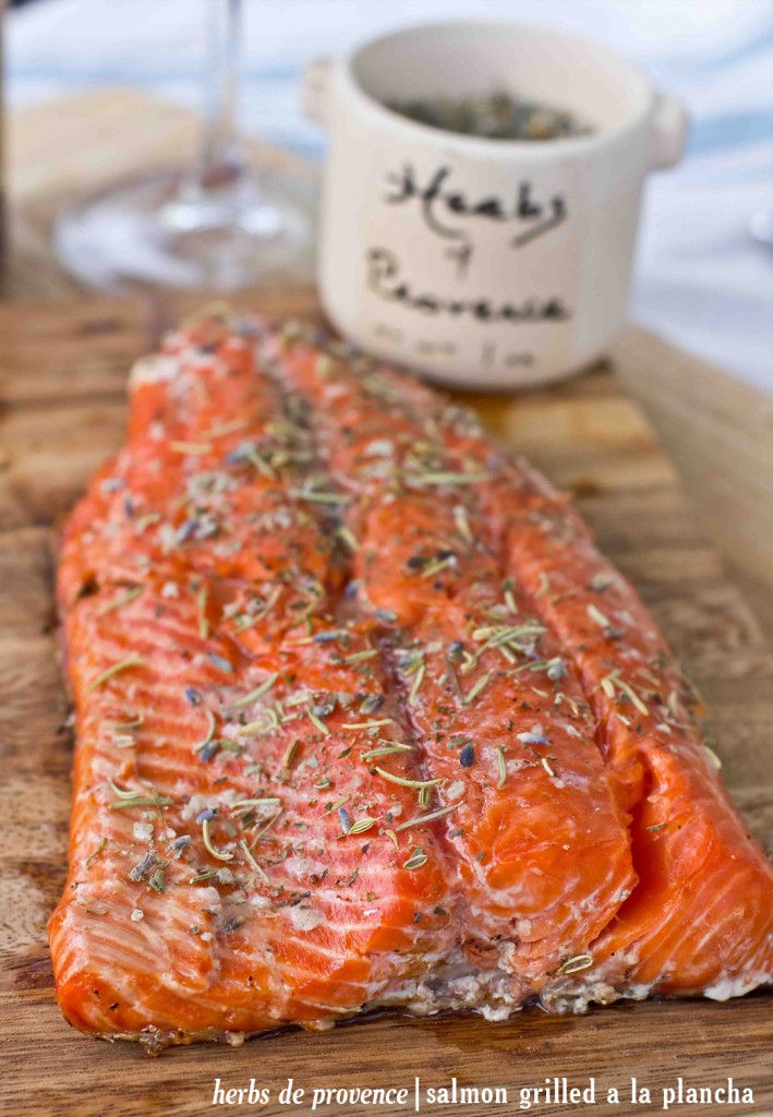 Delicious dinner for dad- salmon grilled a la plancha with homemade herbs de provence