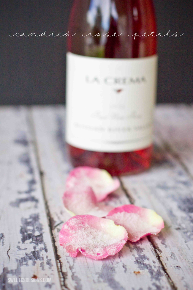 candied rose petals- the perfect romantic accent for cakes and desserts!