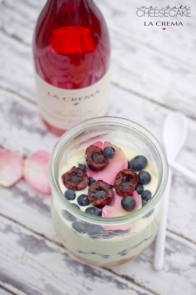 love this pairing- rose with a no bake cheesecake for date night!