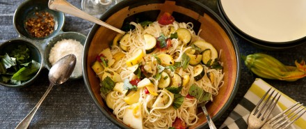 Angel Hair Pasta with Summer Squash and Cherry Tomatoes
