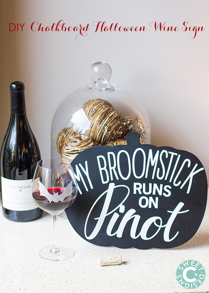 DIY chalkboard halloween wine sign- this is such a cute idea!