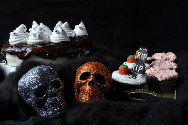 Chocolate Cake with Homemade Marshmallow Ghosts