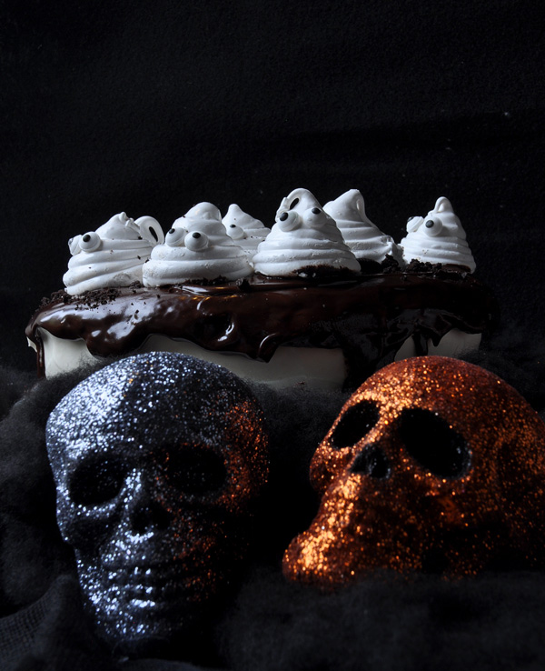 Chocolate Cake with Homemade Marshmallow Ghosts